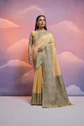 Jyoti Fashion Women's Cream Handloom Raw Silk Weaving Designer Saree with Blouse - Distacart
