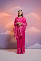Jyoti Fashion Women's Rani Pink Handloom Raw Silk Weaving Designer Saree with Blouse - Distacart