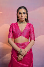 Jyoti Fashion Women's Rani Pink Handloom Raw Silk Weaving Designer Saree with Blouse - Distacart