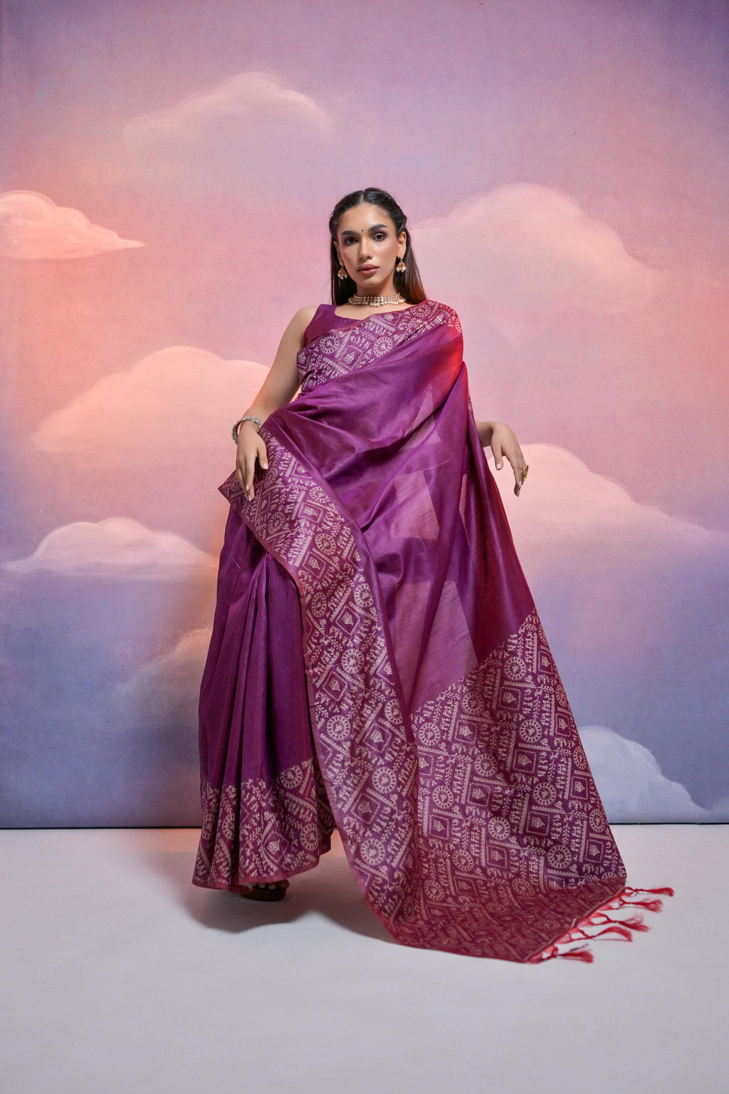 Jyoti Fashion Women's Wine Handloom Raw Silk Weaving Designer Saree with Blouse - Distacart