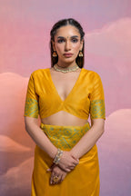Jyoti Fashion Women's Yellow Handloom Raw Silk Weaving Designer Saree with Blouse - Distacart