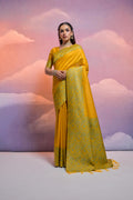Jyoti Fashion Women's Yellow Handloom Raw Silk Weaving Designer Saree with Blouse - Distacart