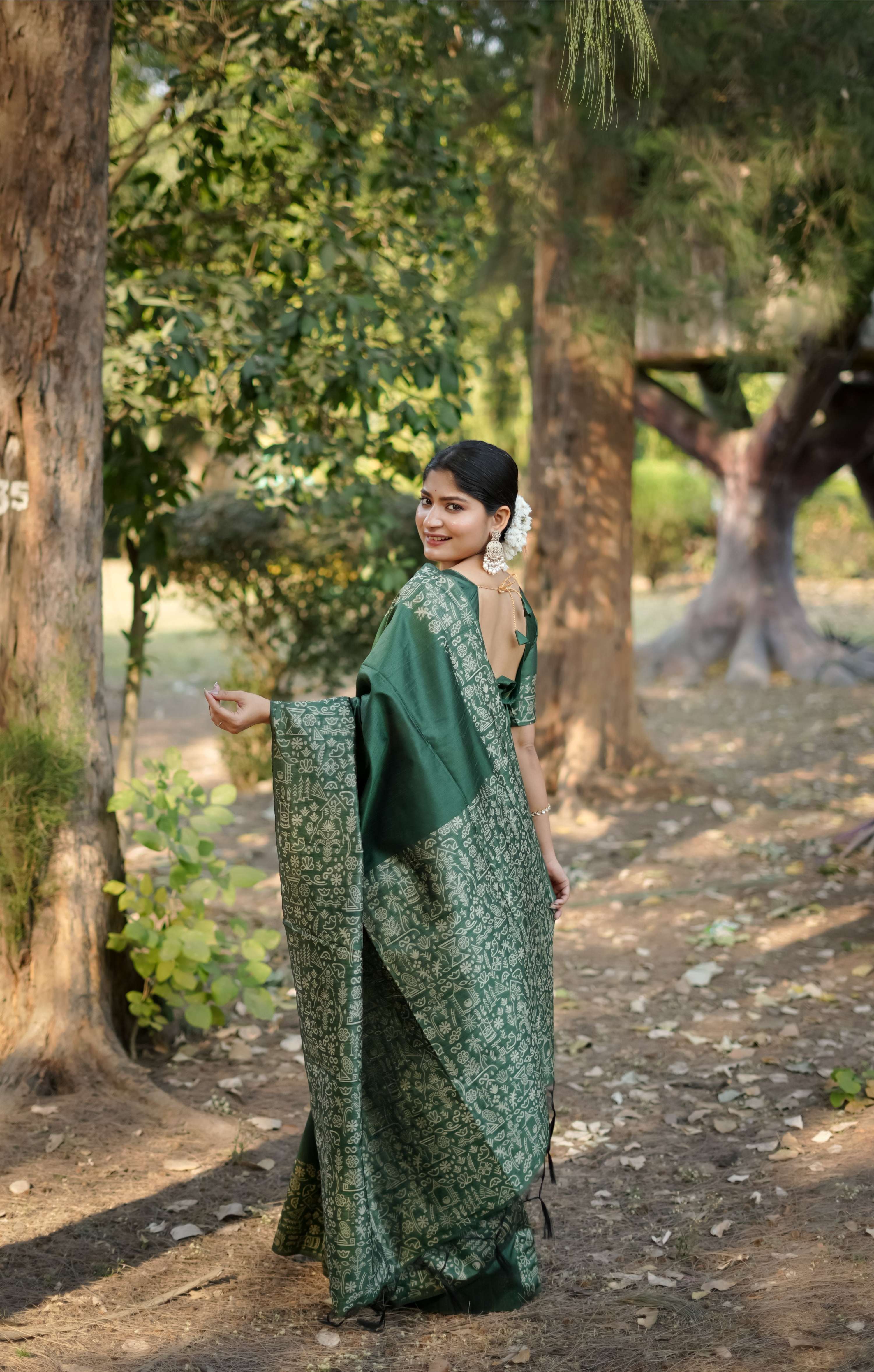 Jyoti Fashion Women's Bottle Green Handloom Raw Silk Weaving Designer Saree with Blouse - Distacart