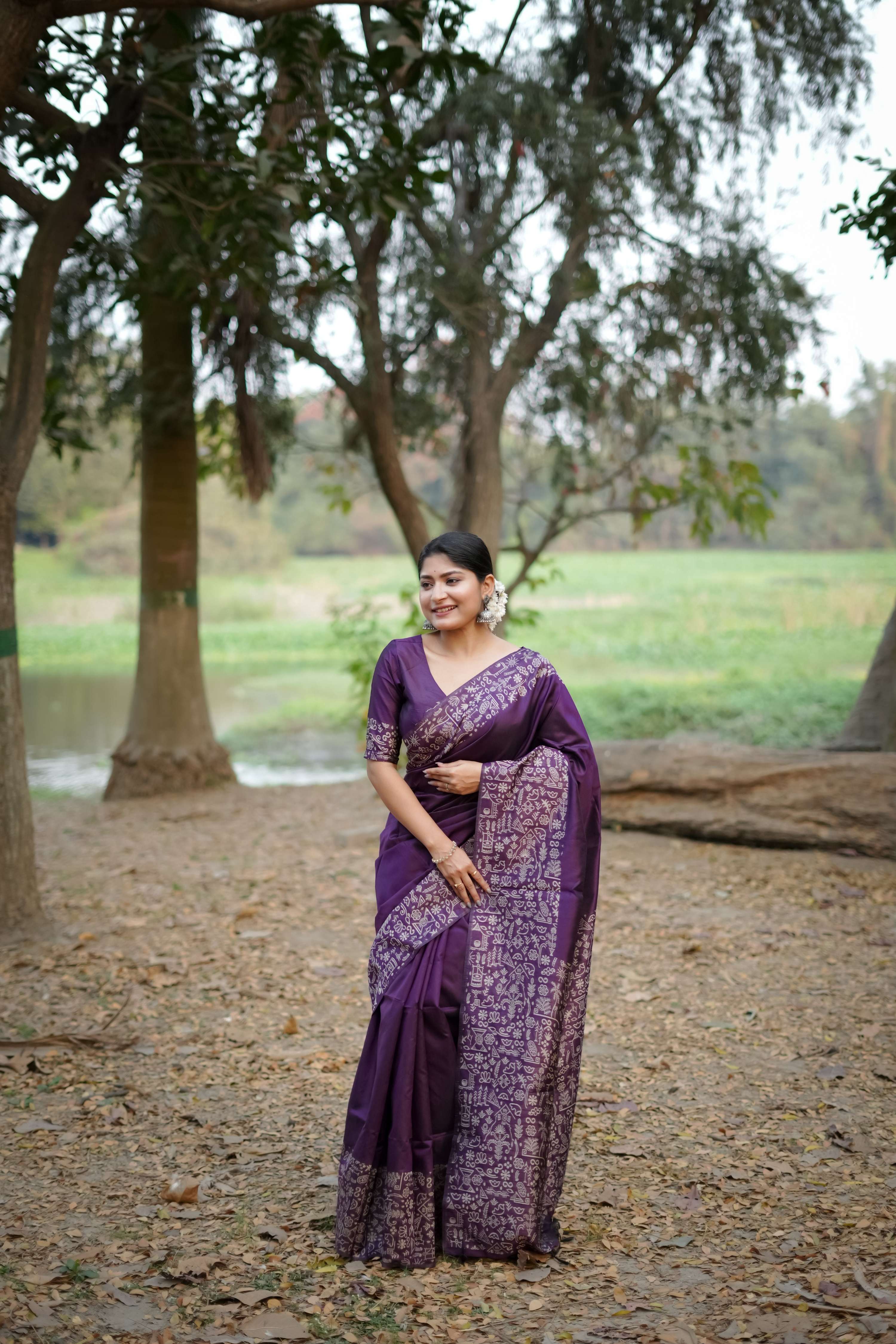 Jyoti Fashion Women's Wine Handloom Raw Silk Weaving Designer Saree with Blouse - Distacart