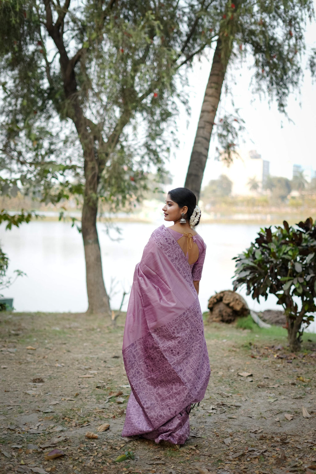 Jyoti Fashion Women's Purple Handloom Raw Silk Weaving Designer Saree with Blouse - Distacart