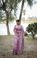 Jyoti Fashion Women's Purple Handloom Raw Silk Weaving Designer Saree with Blouse - Distacart