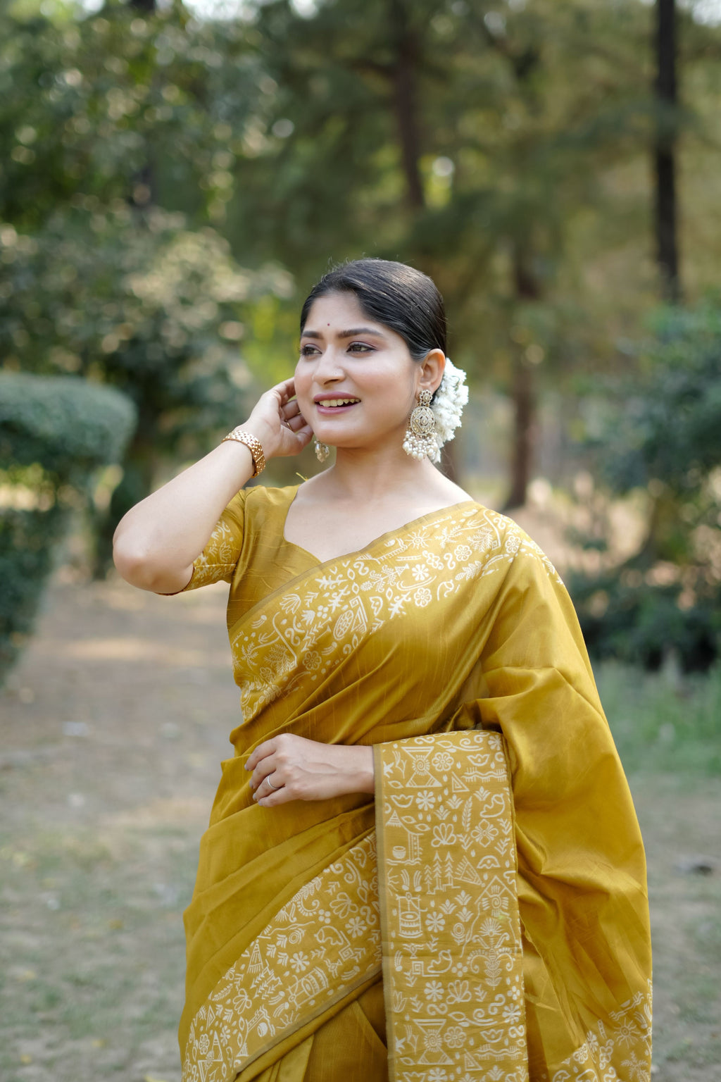 Jyoti Fashion Women's Mustard Handloom Raw Silk Weaving Designer Saree with Blouse - Distacart