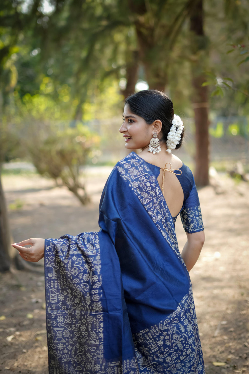 Jyoti Fashion Women's Blue Handloom Raw Silk Weaving Designer Saree with Blouse - Distacart