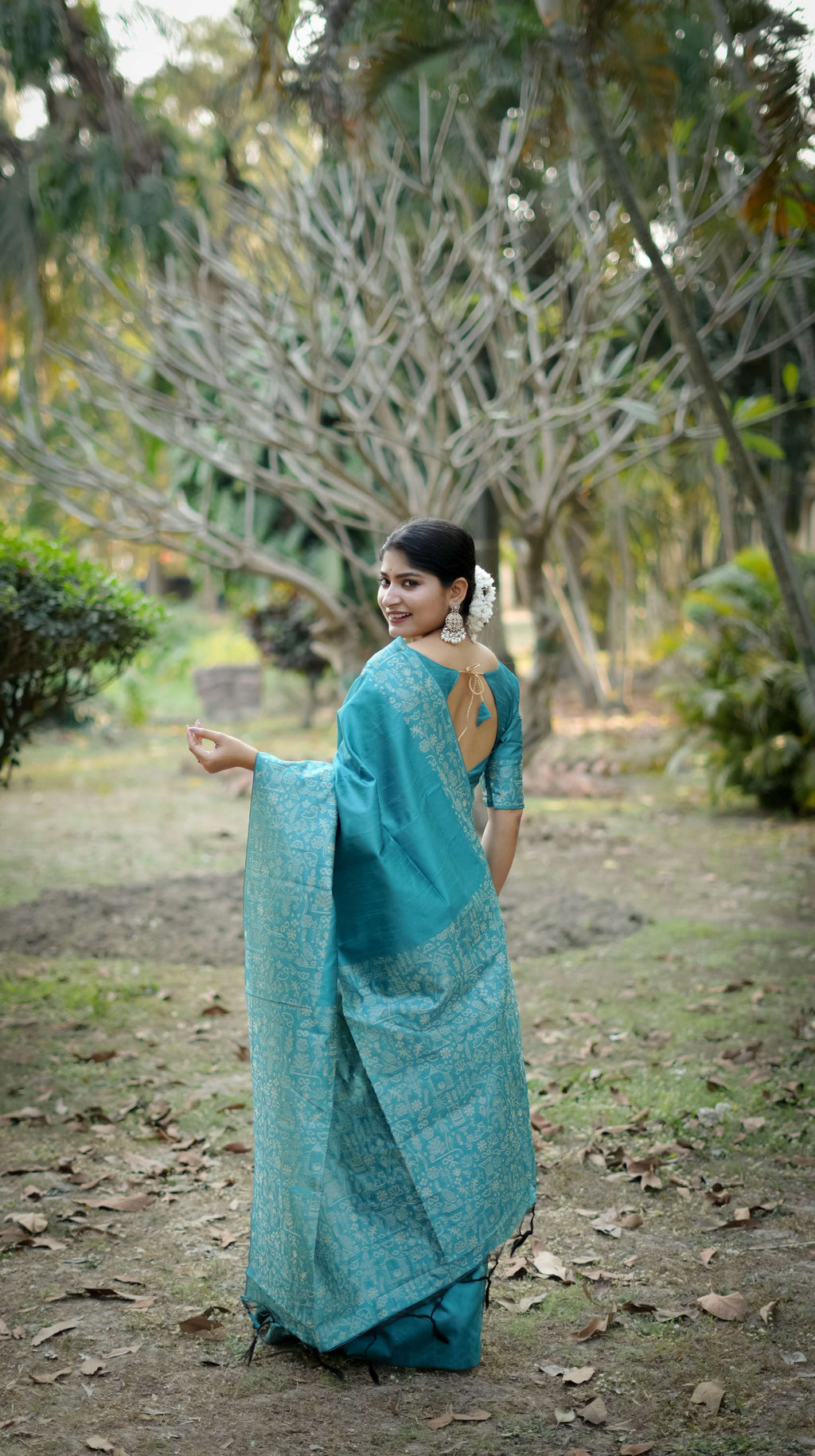 Jyoti Fashion Women's Firozi Handloom Raw Silk Weaving Designer Saree with Blouse - Distacart