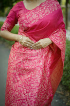 Jyoti Fashion Women's Pink Handloom Raw Silk Weaving Designer Saree with Blouse - Distacart