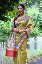 Jyoti Fashion Women's Green Soft Tussar Silk Printed Designer Saree with Blouse - Distacart