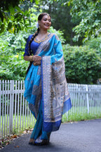Jyoti Fashion Women's Firozi Soft Tussar Silk Printed Designer Saree with Blouse - Distacart