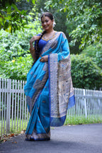 Jyoti Fashion Women's Firozi Soft Tussar Silk Printed Designer Saree with Blouse - Distacart