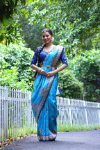 Jyoti Fashion Women's Firozi Soft Tussar Silk Printed Designer Saree with Blouse - Distacart
