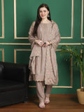 Jyoti Fashion Women's Beige Chinon Chiffon Floral Embroidery with Cording & Crystal Work Designer Straight Suit Set