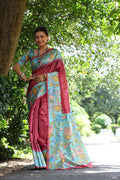 Jyoti Fashion Women's Maroon Soft Tussar Silk Kalamkari Printed Designer Saree with Blouse - Distacart