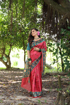 Jyoti Fashion Women's Black Soft Tussar Silk Peacock Printed Designer Saree with Blouse - Distacart