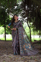 Jyoti Fashion Women's Gajri Red Soft Tussar Silk Peacock Printed Designer Saree with Blouse - Distacart