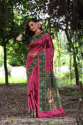 Jyoti Fashion Women's Grey Soft Tussar Silk Peacock Printed Designer Saree with Blouse - Distacart