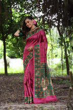 Jyoti Fashion Women's Grey Soft Tussar Silk Peacock Printed Designer Saree with Blouse - Distacart