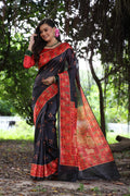 Jyoti Fashion Women's Blue Soft Tussar Silk Peacock Printed Designer Saree with Blouse - Distacart