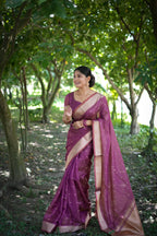 Jyoti Fashion Women's Purple Soft Kalyani Silk Zari Woven Designer Saree with Blouse - Distacart