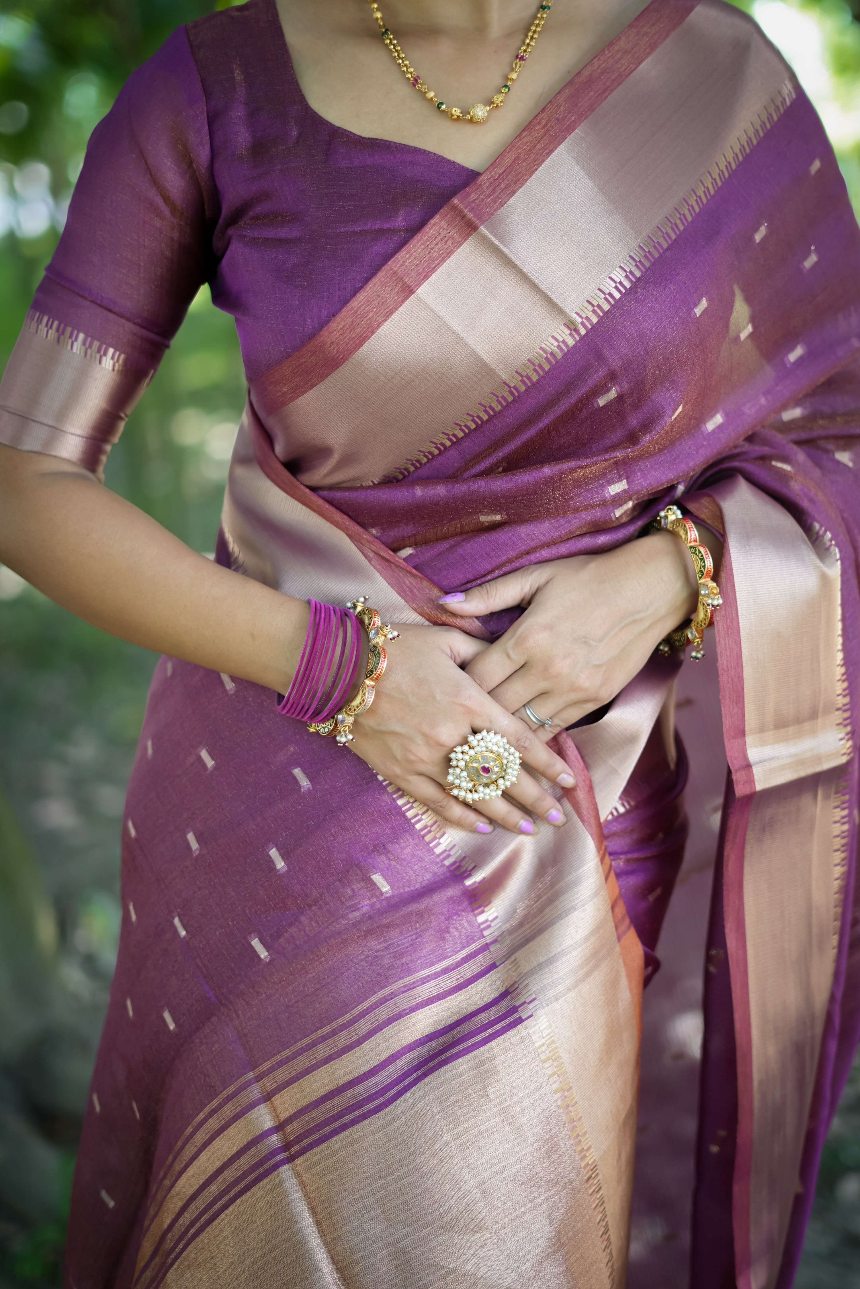 Jyoti Fashion Women's Purple Soft Kalyani Silk Zari Woven Designer Saree with Blouse - Distacart