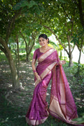 Jyoti Fashion Women's Purple Soft Kalyani Silk Zari Woven Designer Saree with Blouse - Distacart