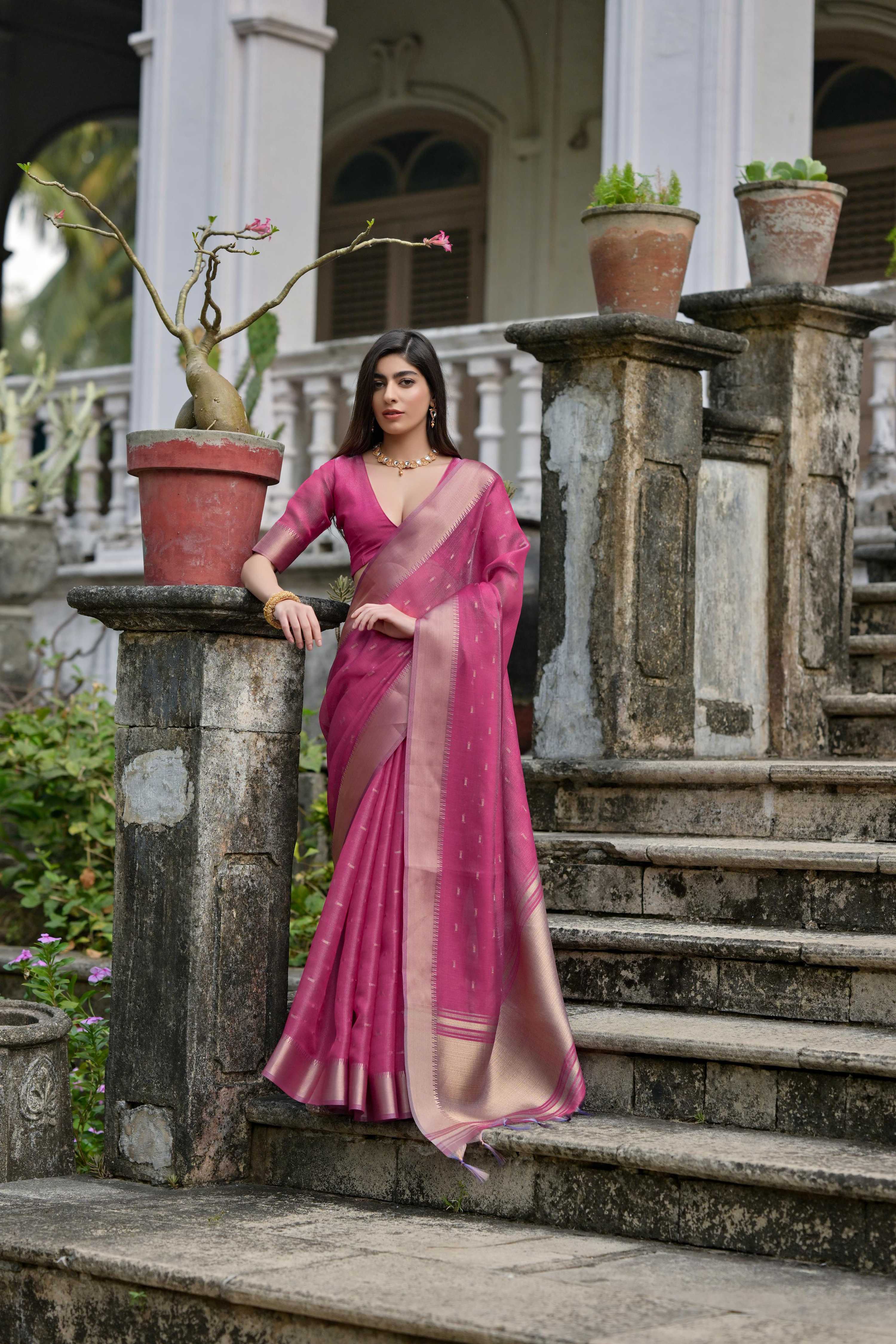 Jyoti Fashion Women's Wine Soft Kalyani Silk Zari Woven Designer Saree with Blouse - Distacart