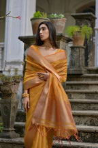 Jyoti Fashion Women's Mustard Soft Kalyani Silk Zari Woven Designer Saree with Blouse - Distacart
