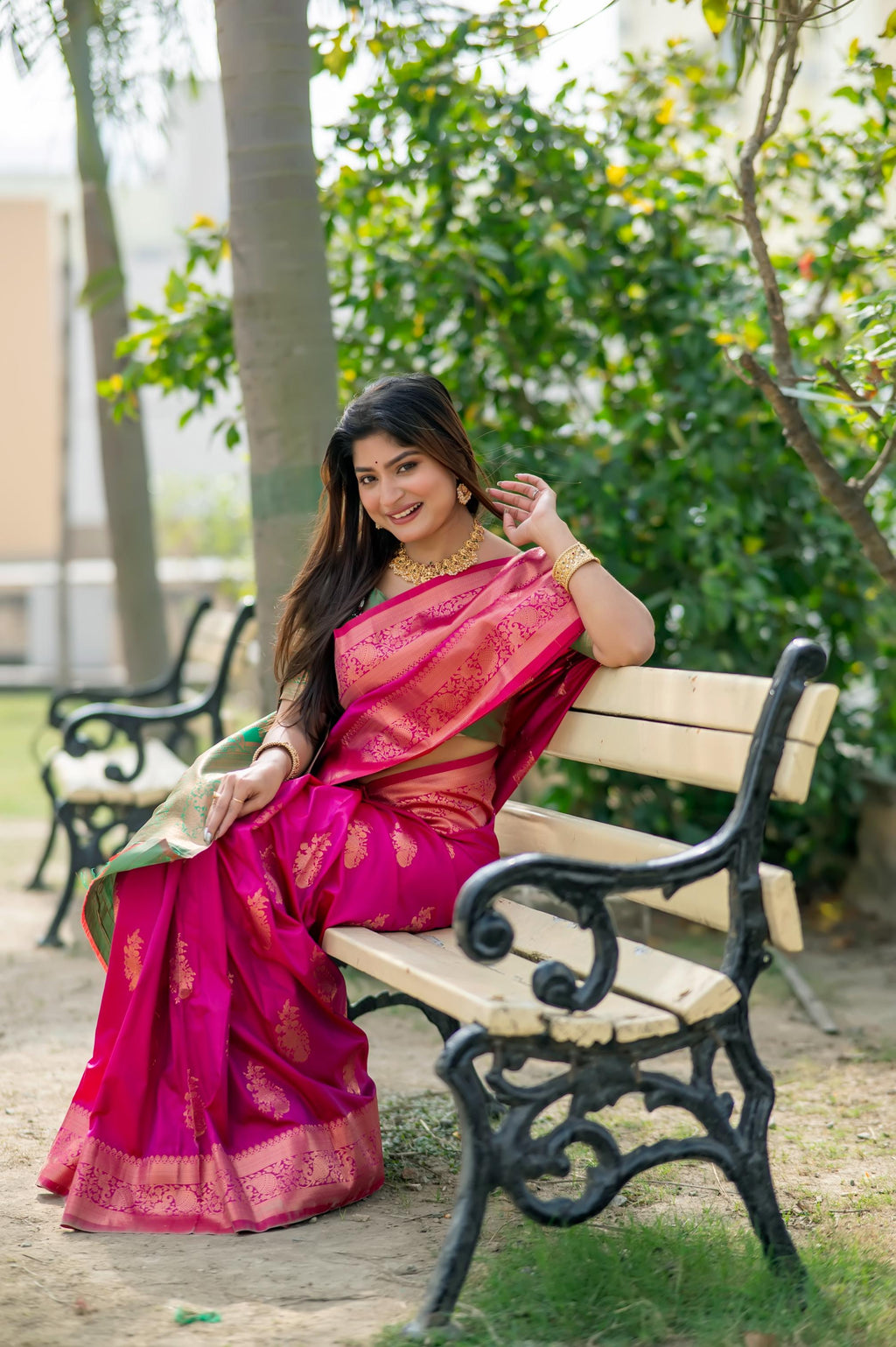 Jyoti Fashion Women's Pink Soft Banarasi Silk Zari Woven Saree with Blouse - Distacart