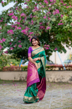 Jyoti Fashion Women's Rama Soft Banarasi Silk Zari Woven Saree with Blouse - Distacart
