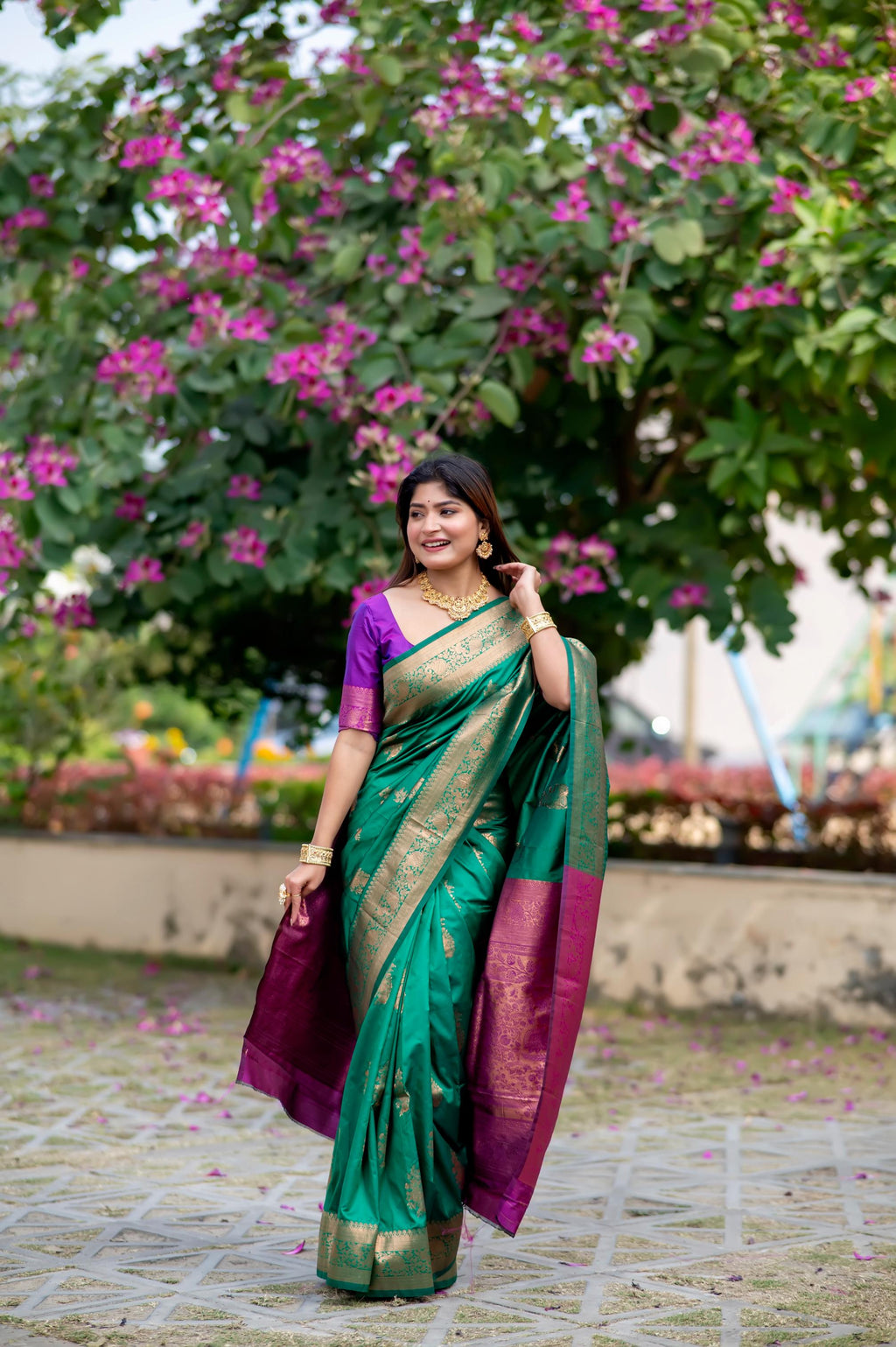 Jyoti Fashion Women's Rama Soft Banarasi Silk Zari Woven Saree with Blouse - Distacart