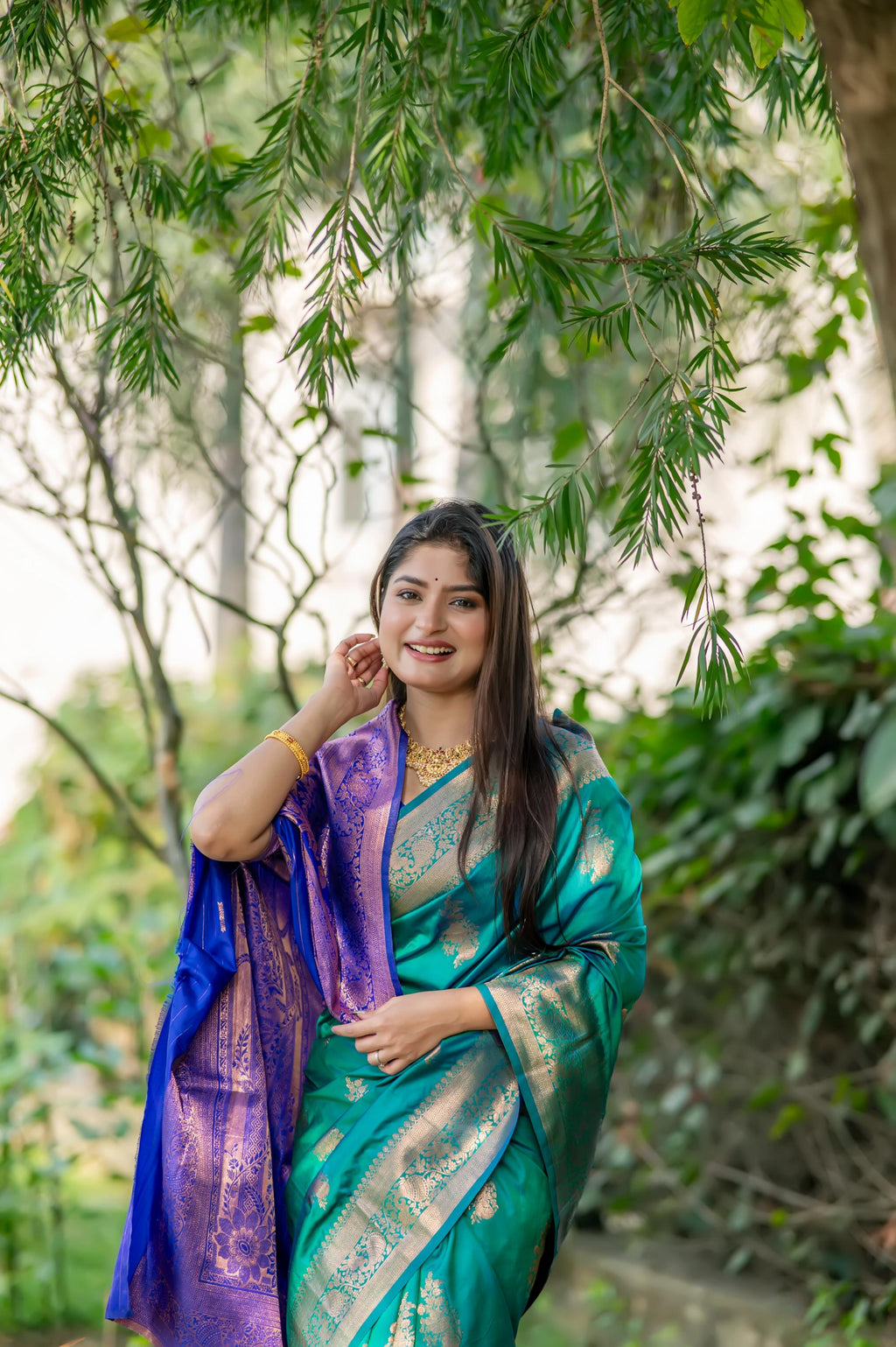Jyoti Fashion Women's Turquoise Soft Banarasi Silk Zari Woven Saree with Blouse - Distacart