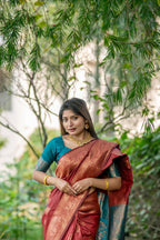 Jyoti Fashion Women's Maroon Soft Banarasi Silk Zari Woven Saree with Blouse - Distacart