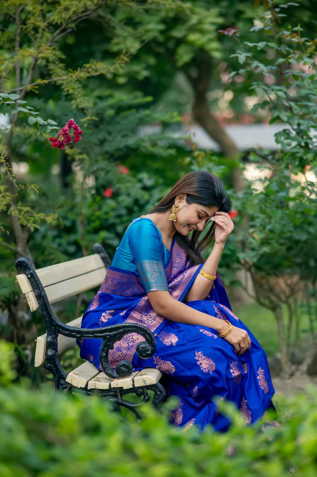 Jyoti Fashion Women's Royal Blue Soft Banarasi Silk Zari Woven Saree with Blouse - Distacart