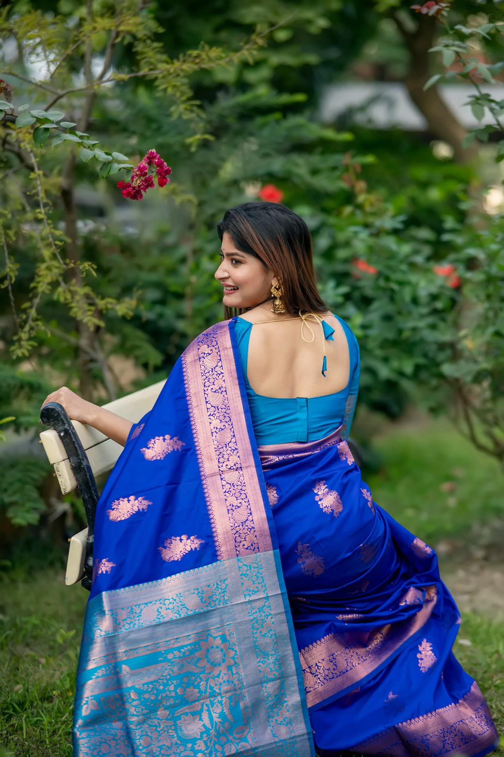 Jyoti Fashion Women's Royal Blue Soft Banarasi Silk Zari Woven Saree with Blouse - Distacart