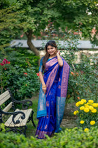 Jyoti Fashion Women's Royal Blue Soft Banarasi Silk Zari Woven Saree with Blouse - Distacart