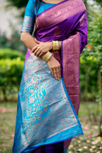 Jyoti Fashion Women's Purple Soft Banarasi Silk Zari Woven Saree with Blouse - Distacart