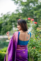 Jyoti Fashion Women's Purple Soft Banarasi Silk Zari Woven Saree with Blouse - Distacart