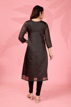 Jyoti Fashion Women's Black Kanchi Cotton Lining Zari Woven Designer Kurti Only - Distacart