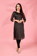 Jyoti Fashion Women's Black Kanchi Cotton Lining Zari Woven Designer Kurti Only - Distacart