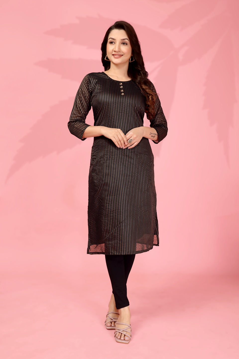 Jyoti Fashion Women's Black Kanchi Cotton Lining Zari Woven Designer Kurti Only - Distacart