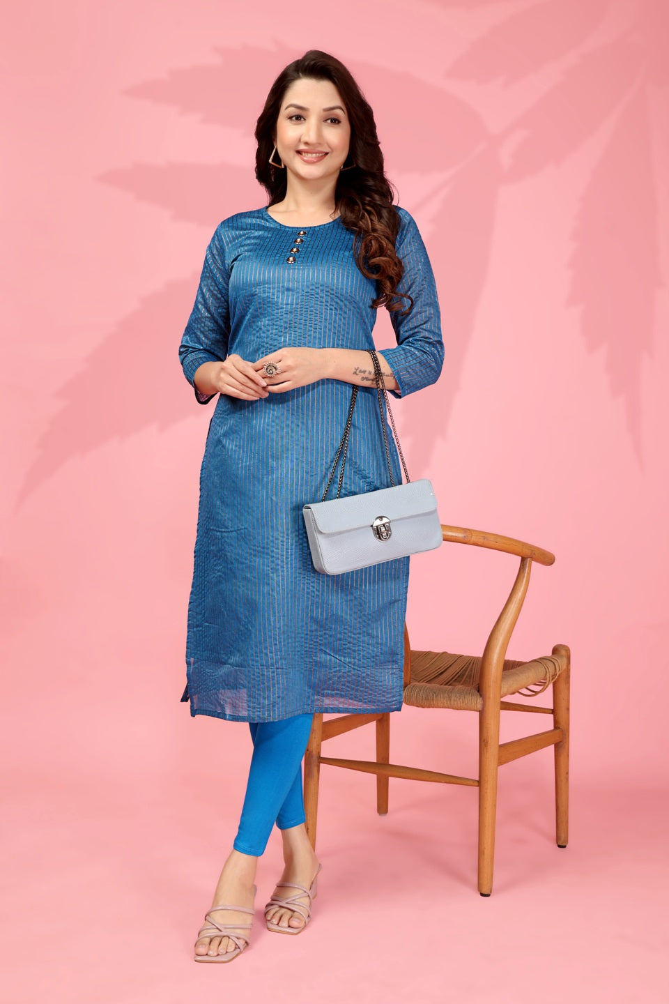 Jyoti Fashion Women's Blue Kanchi Cotton Lining Zari Woven Designer Kurti Only - Distacart