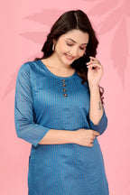 Jyoti Fashion Women's Blue Kanchi Cotton Lining Zari Woven Designer Kurti Only - Distacart