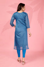Jyoti Fashion Women's Blue Kanchi Cotton Lining Zari Woven Designer Kurti Only - Distacart