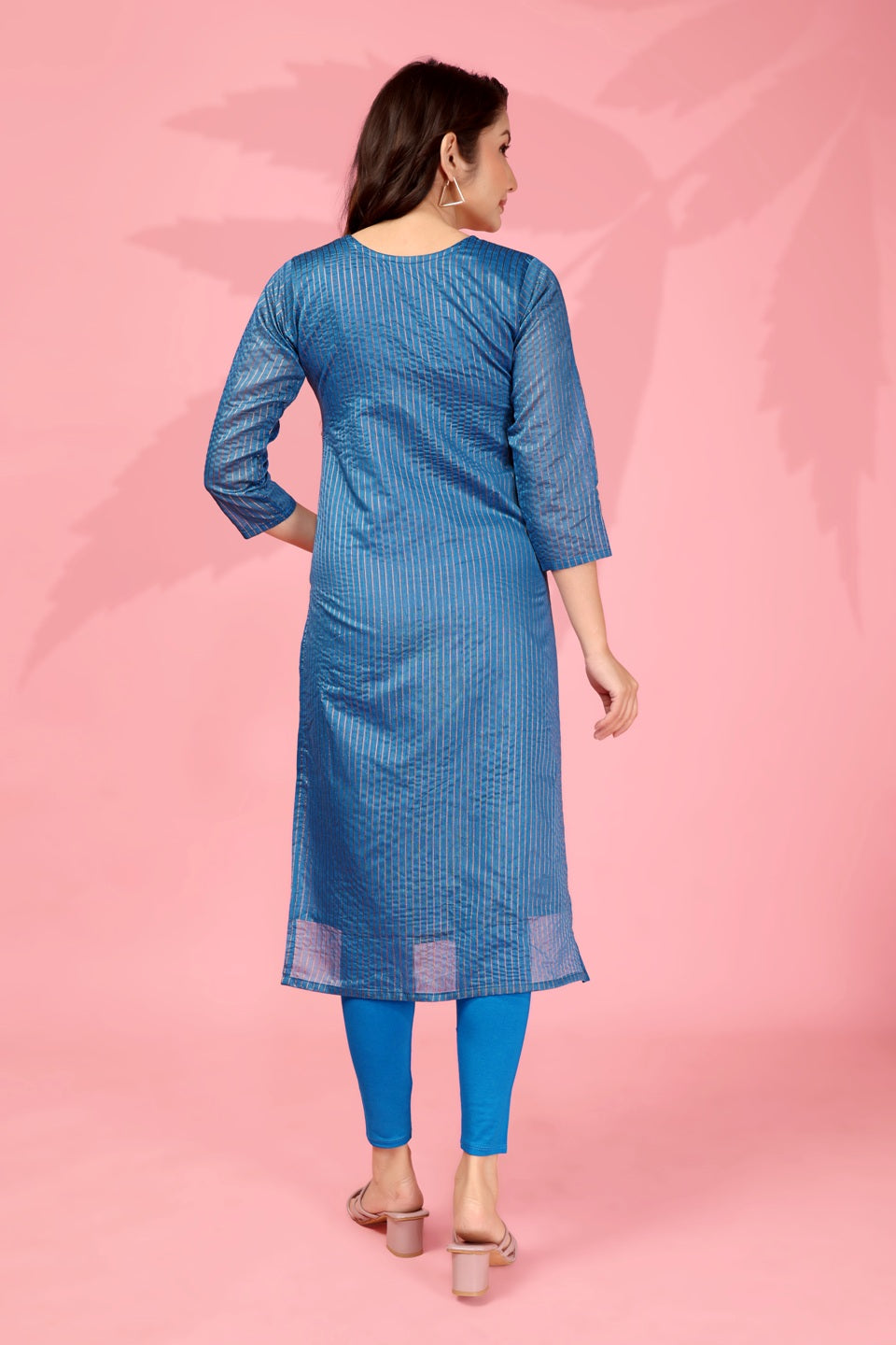 Jyoti Fashion Women's Blue Kanchi Cotton Lining Zari Woven Designer Kurti Only - Distacart