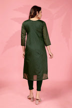 Jyoti Fashion Women's Bottle Green Kanchi Cotton Lining Zari Woven Designer Kurti Only - Distacart