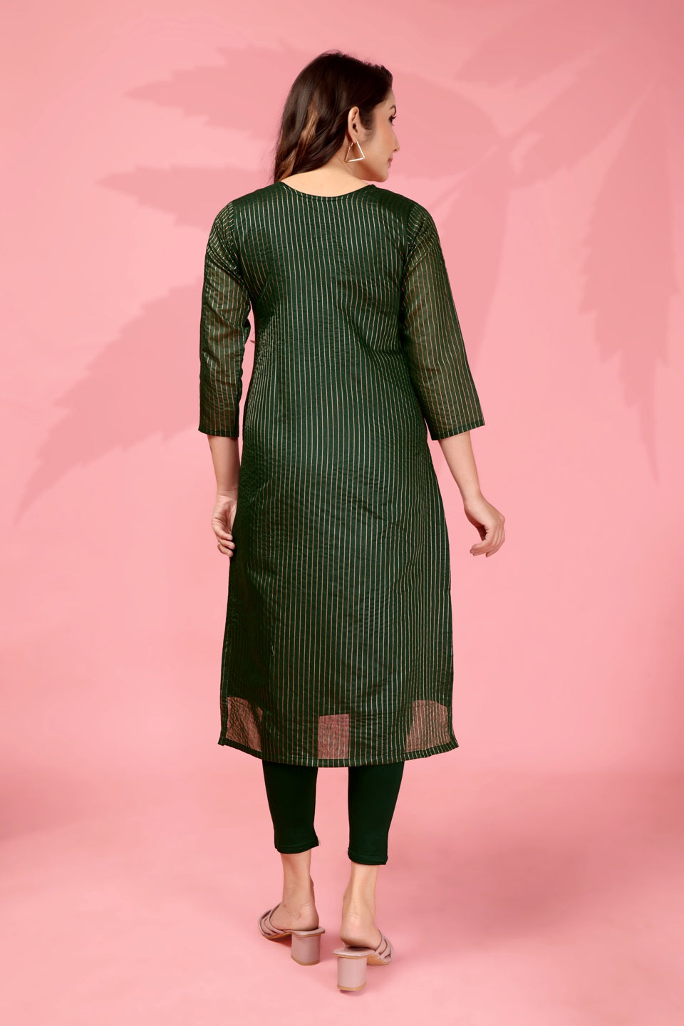 Jyoti Fashion Women's Bottle Green Kanchi Cotton Lining Zari Woven Designer Kurti Only - Distacart