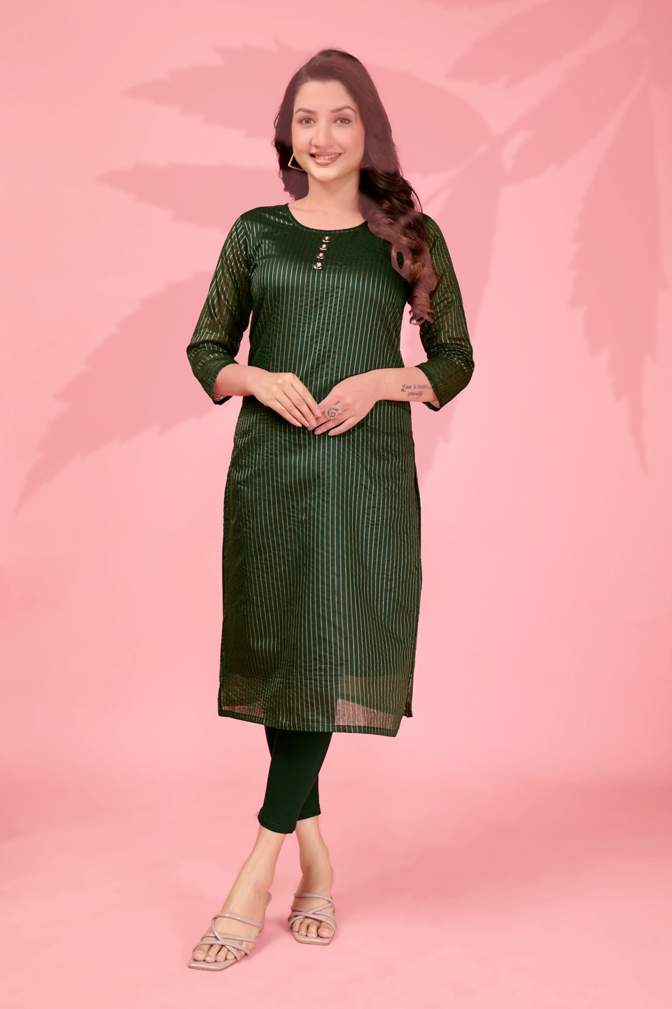 Jyoti Fashion Women's Bottle Green Kanchi Cotton Lining Zari Woven Designer Kurti Only - Distacart